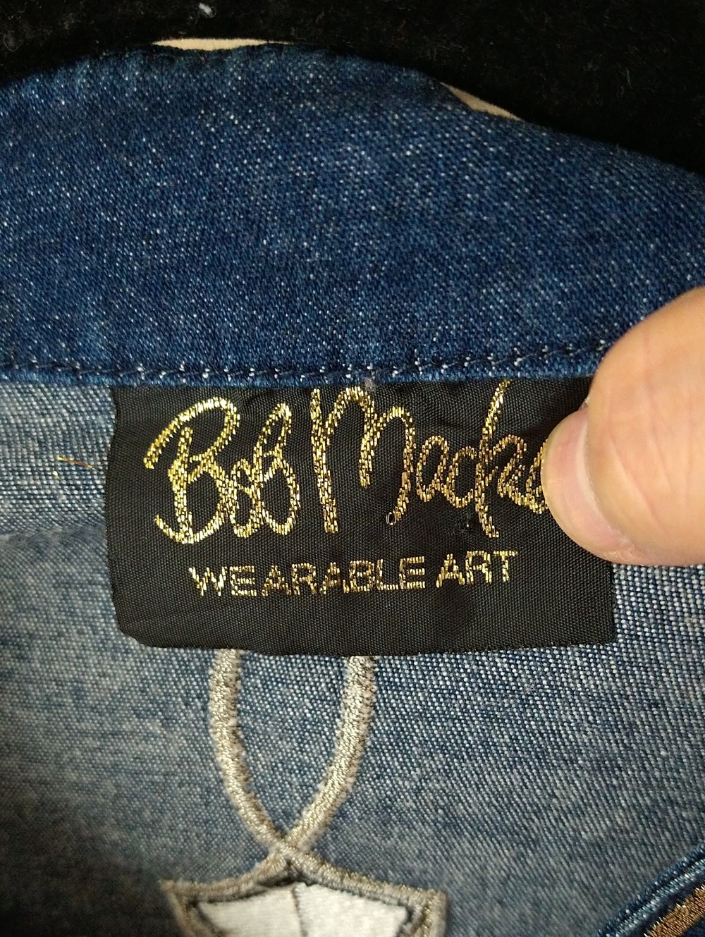 Bob Mackie 🔥 Blue Denim Jacket with Gold Embroidery @SizeL - Picture 2 of 9